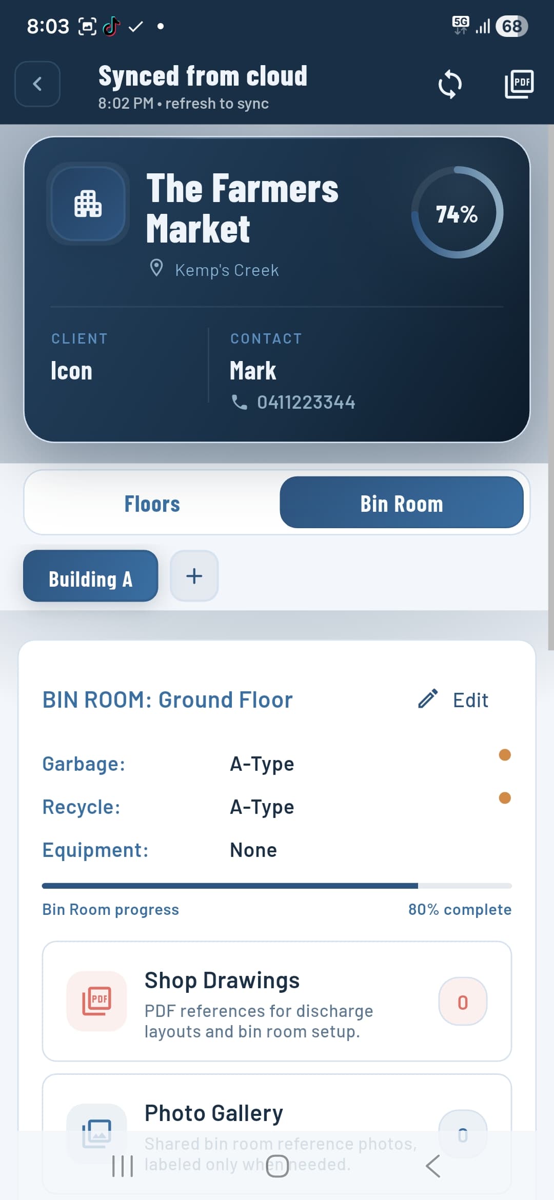 Bin room tracking
